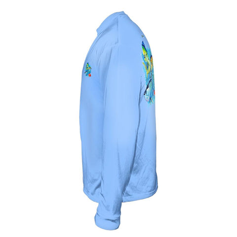 Ocean Splash Multi Fish Mens Performance Long Sleeve Allover