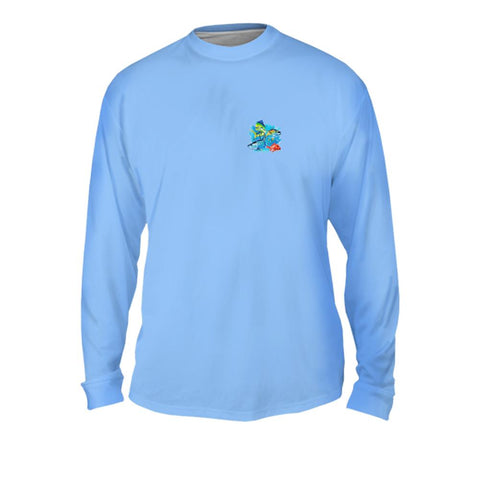 Ocean Splash Multi Fish Mens Performance Long Sleeve Allover