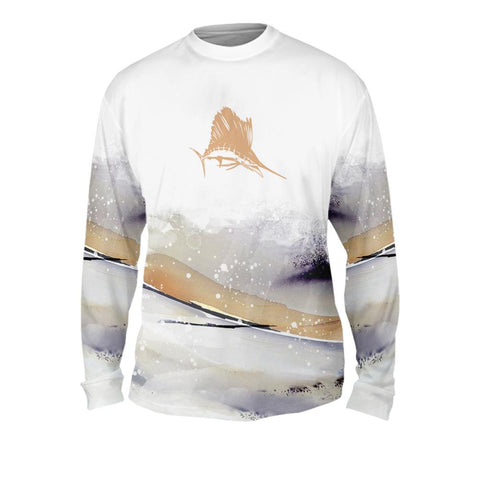 Ocean Cliff Tan Mens Performance Long Sleeve Allover