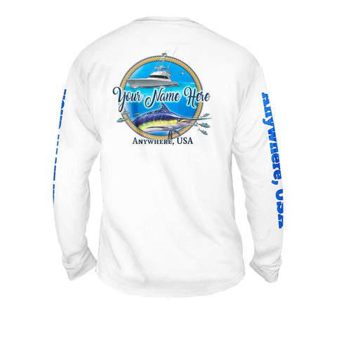 Marlin Excursion - Free Stock Art - Mens Performance Long Sleeve Spot Print