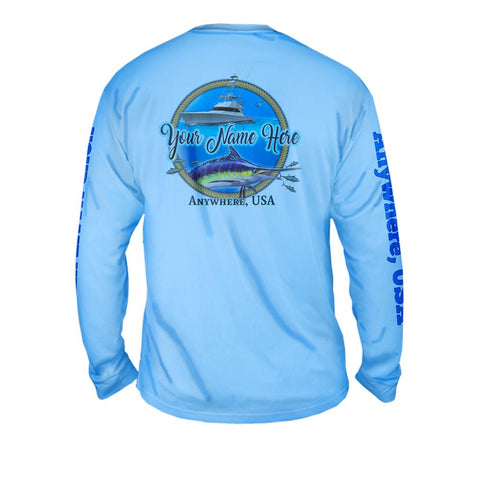 Marlin Excursion - Free Stock Art - Mens Performance Long Sleeve Spot Print