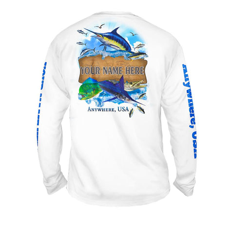Fresh Catch Frenzy - Free Stock Art - Mens Performance Long Sleeve Spot Print