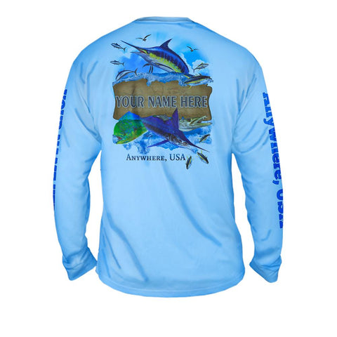 Fresh Catch Frenzy - Free Stock Art - Mens Performance Long Sleeve Spot Print