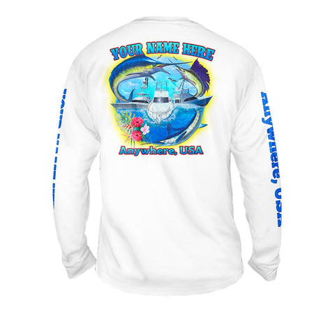 Offshore Friday Seas - Free Stock Art - Mens Performance Long Sleeve Spot Print