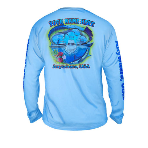 Offshore Friday Seas - Free Stock Art - Mens Performance Long Sleeve Spot Print