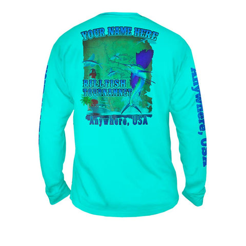 Treasure Hunting Sailfish - Free Stock Art - Mens Performance Long Sleeve Spot Print