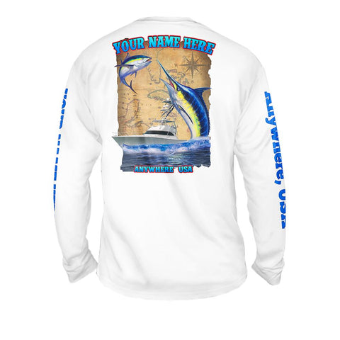 Big Blue Scales Map - Free Stock Art - Mens Performance Long Sleeve Spot Print