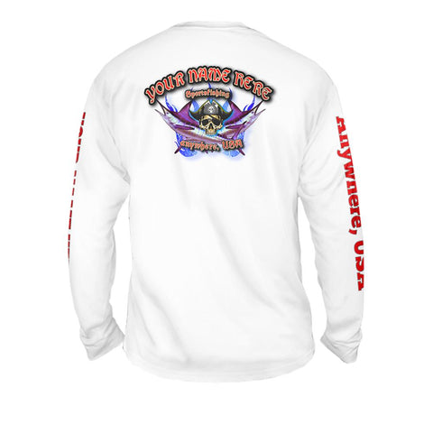 Pirate Fishing Crystal Waters - Free Stock Art - Mens Performance Long Sleeve Spot Print