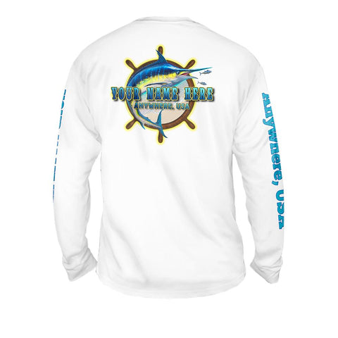 Steering Marlin - Free Stock Art - Mens Performance Long Sleeve Spot Print