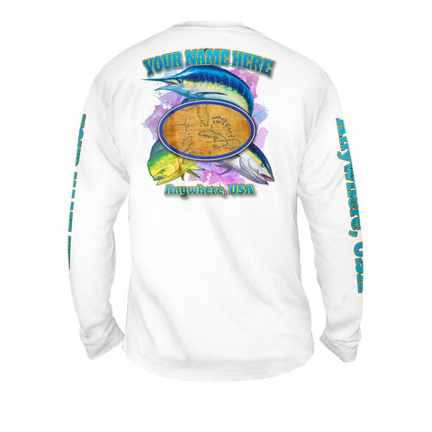 The Hunt Map - Free Stock Art - Mens Performance Long Sleeve Spot Print