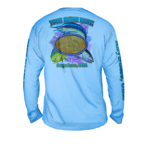 The Hunt Map - Free Stock Art - Mens Performance Long Sleeve Spot Print