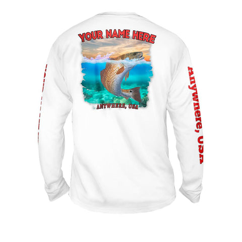 Redfish Roundup - Free Stock Art - Mens Performance Long Sleeve Spot Print