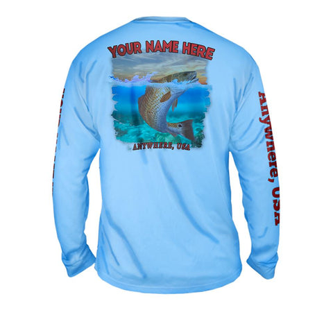 Redfish Roundup - Free Stock Art - Mens Performance Long Sleeve Spot Print