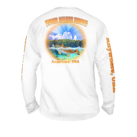 Redfish Glow - Free Stock Art - Mens Performance Long Sleeve Spot Print