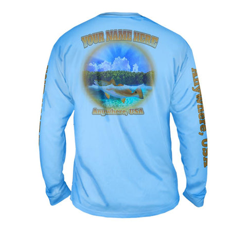 Redfish Glow - Free Stock Art - Mens Performance Long Sleeve Spot Print