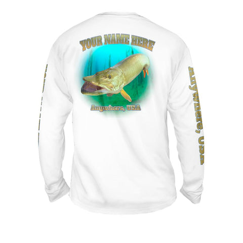 Muskie Strike - Free Stock Art - Mens Performance Long Sleeve Spot Print
