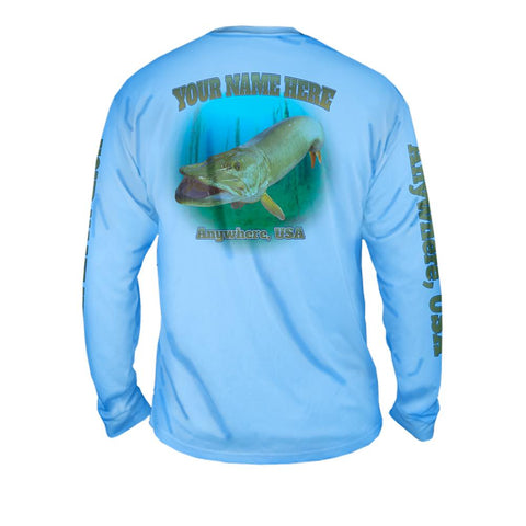 Muskie Strike - Free Stock Art - Mens Performance Long Sleeve Spot Print