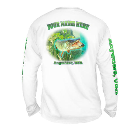 Muskie Bite - Free Stock Art - Mens Performance Long Sleeve Spot Print