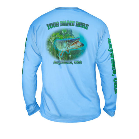 Muskie Bite - Free Stock Art - Mens Performance Long Sleeve Spot Print