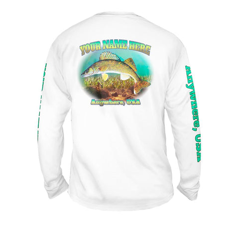 Walleye Flash - Free Stock Art - Mens Performance Long Sleeve Spot Print