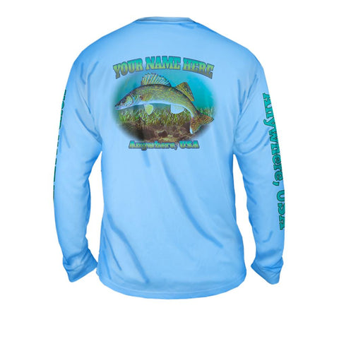 Walleye Flash - Free Stock Art - Mens Performance Long Sleeve Spot Print