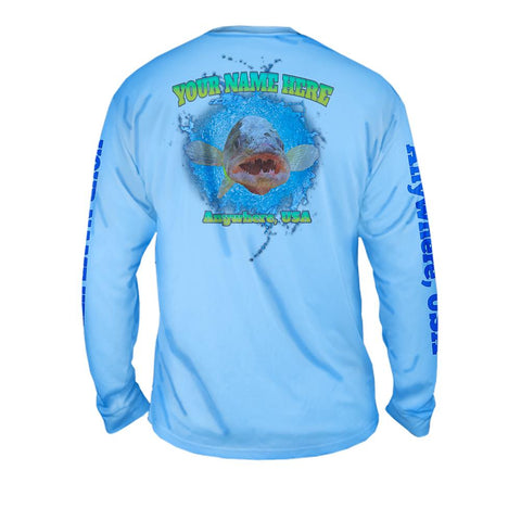 Walleye Attack - Free Stock Art - Mens Performance Long Sleeve Spot Print