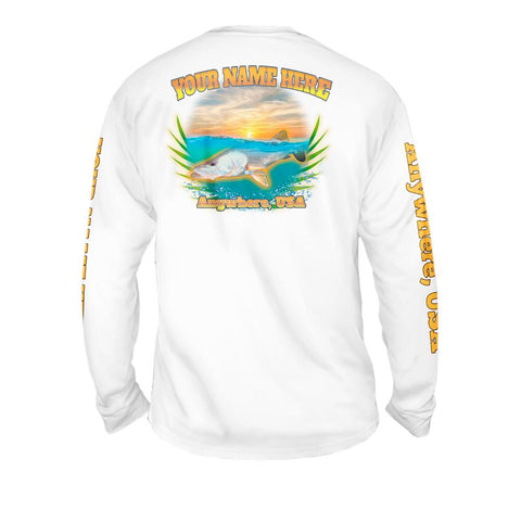 Sunset Snook - Free Stock Art - Mens Performance Long Sleeve Spot Print