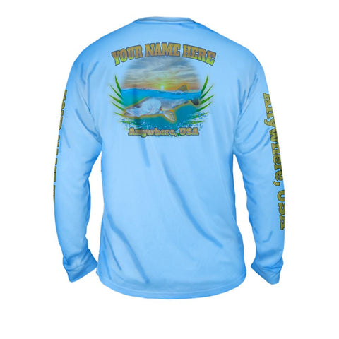Sunset Snook - Free Stock Art - Mens Performance Long Sleeve Spot Print