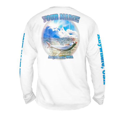 Tarpon Splash - Free Stock Art - Mens Performance Long Sleeve Spot Print