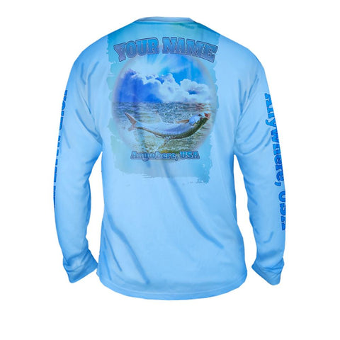 Tarpon Splash - Free Stock Art - Mens Performance Long Sleeve Spot Print